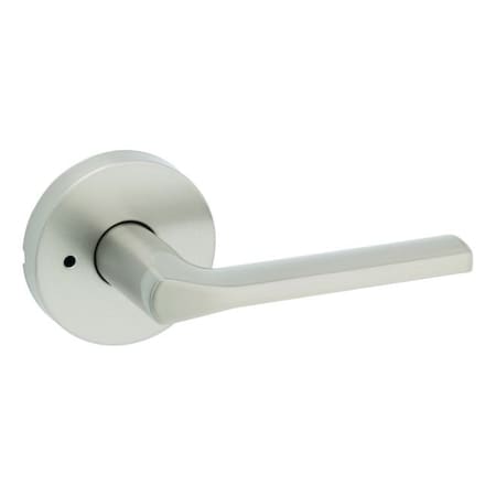 Kwikset Lisbon Lever with Round Rose Privacy Door Lock with 6AL Latch and RCS Strike Satin Nickel Finish 730LSLRDT-15